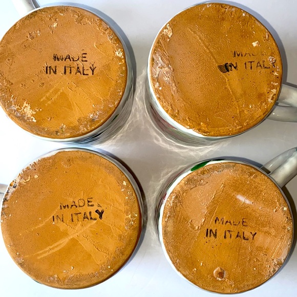 Vintage, red flower, stoneware, coffee mug from Italy, made in Italy hand painte - Picture 4 of 4